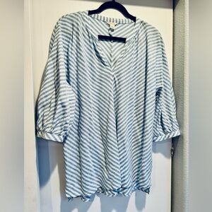Caslon Light Blue and White Striped Blouse